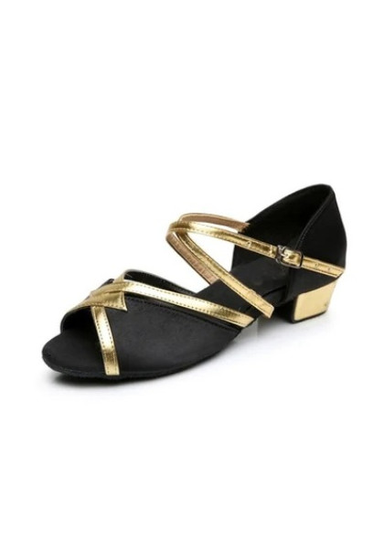 Girls Low Heels Dance Shoes - Leopard / Gold  - Heel 3.5cm